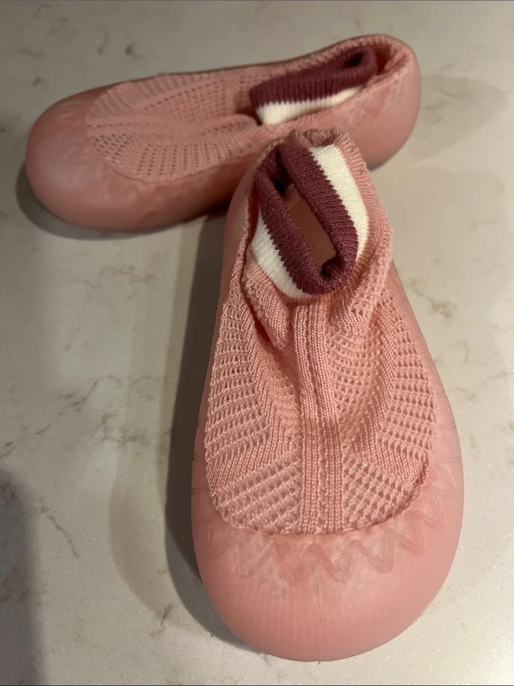 Kids Pink Slip-On Water Shoes with Elastic Ankle 1-2 years